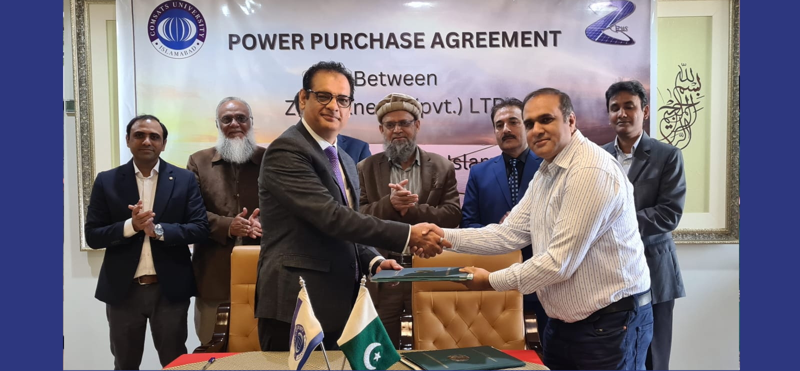 Dr. Sohail Asghar, the Incharge Islamabad campus, signed a contract with ZEUX Energy Pvt Ltd for the installation of an 850KW solar power generation system at  Islamabad campus
